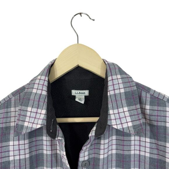 LL Bean Small Button Flannel Fleece Lined Plaid Long Sleeve Womens - Picture 5 of 16